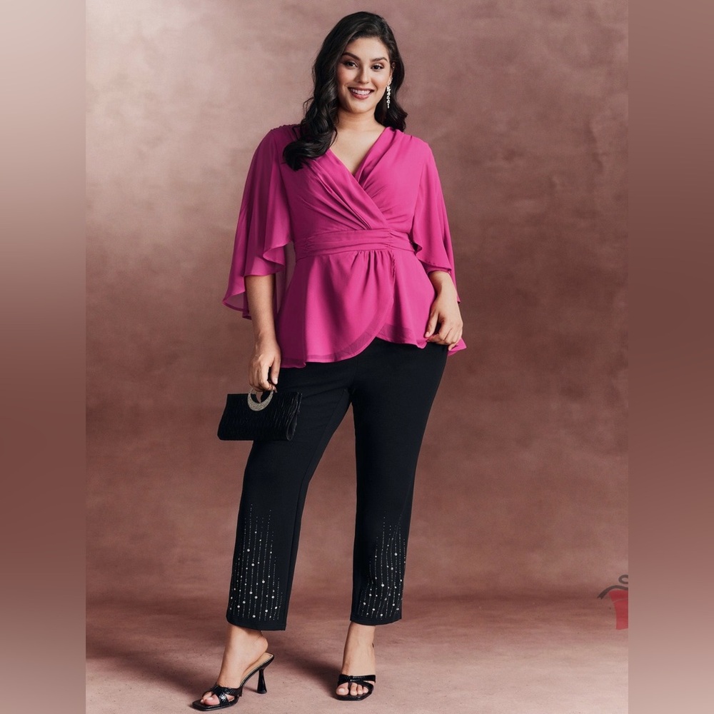 BloomChic Chiffon Shawl Layered sheer Blouse size 1X - Picture 3 of 13